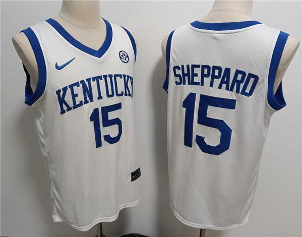 Mens Kentucky Wildcats #15 Reed Sheppard White Stitched Jersey->college and high school->NBA Jersey